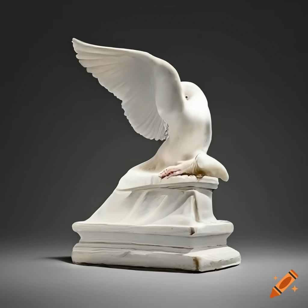 Sculpture of a resting white dove by antonio canova