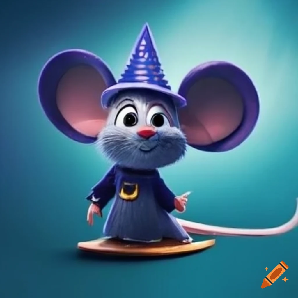 cute wizard mouse character in Pixar style