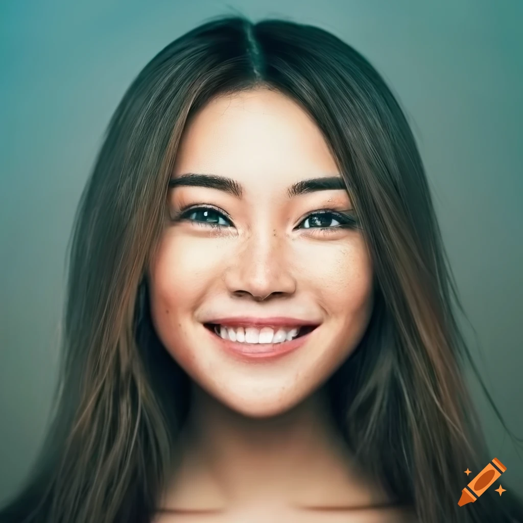 portrait of a beautiful young woman with freckles and green eyes