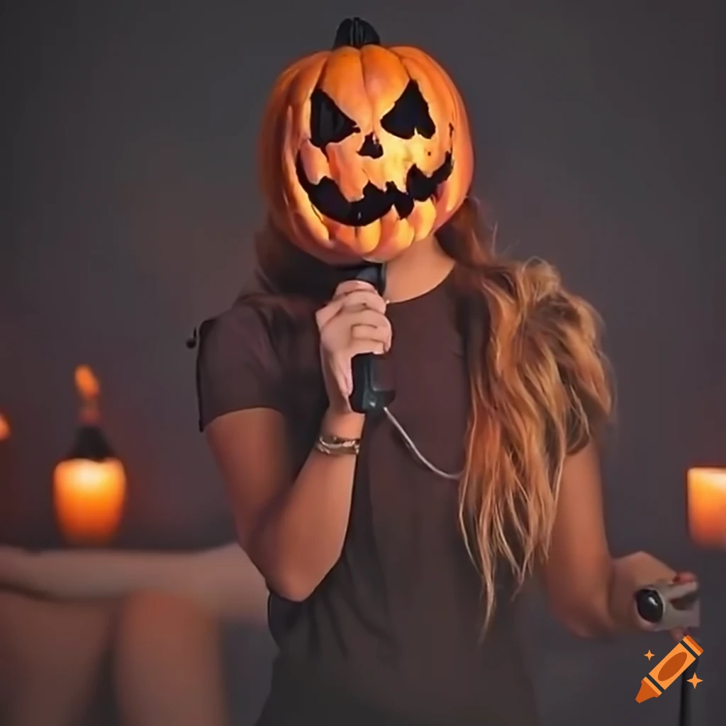 humorous karaoke pumpkin head