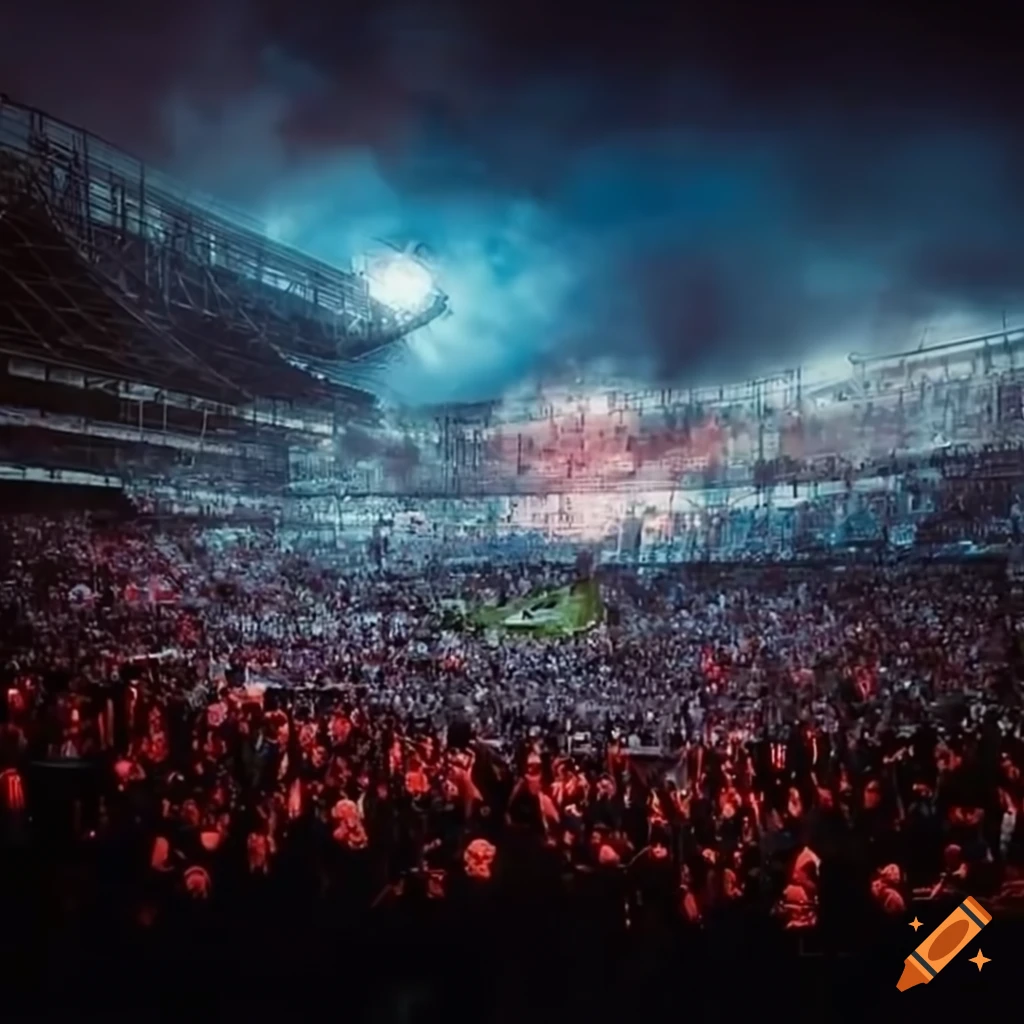 crowd cheering at a city stadium