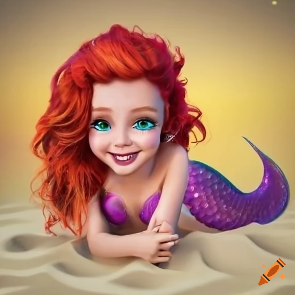 illustration of a smiling mermaid with sparkly hair