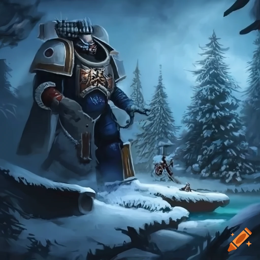 Warhammer 40,000 winter scene for Christmas card