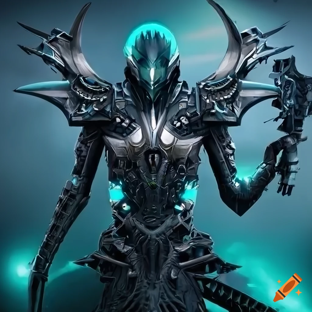 digital illustration of a terrifying alien queen warrior