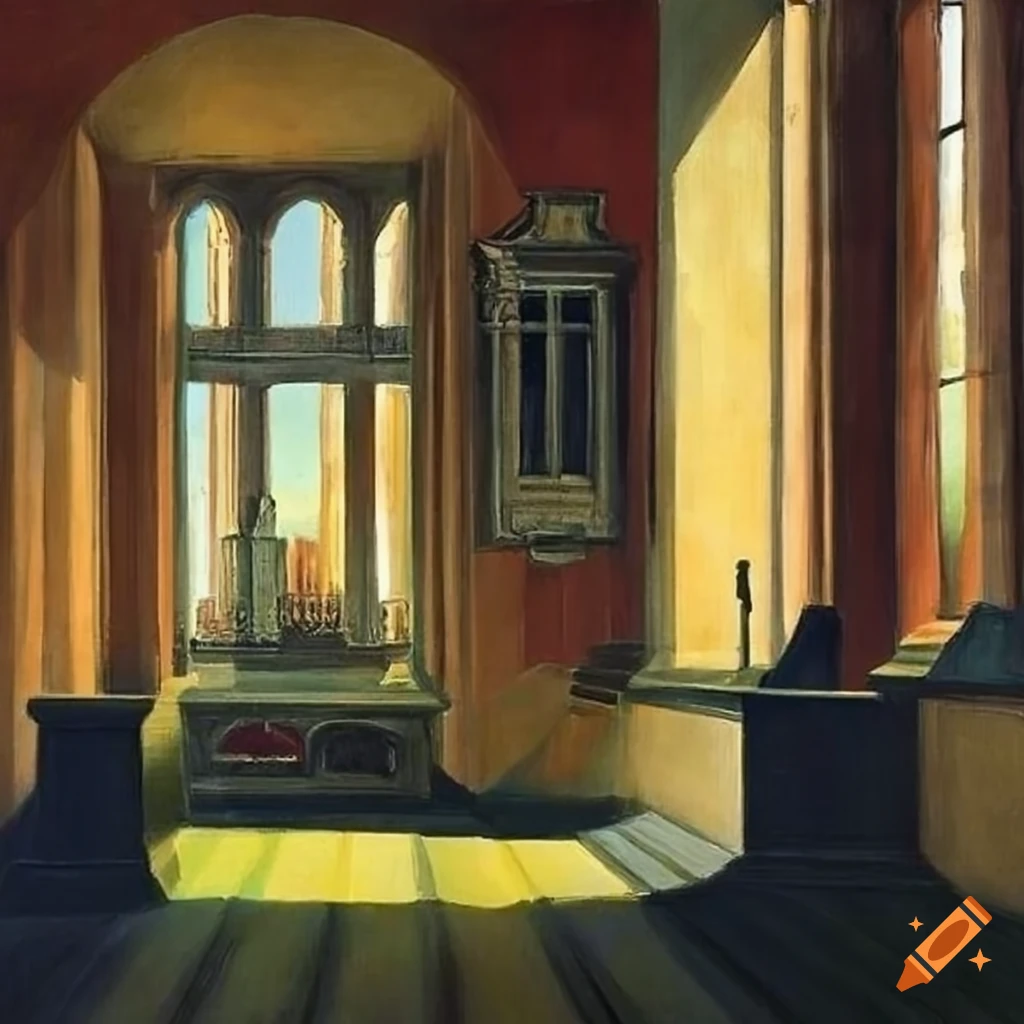 Interior painting of oxford college by de chirico