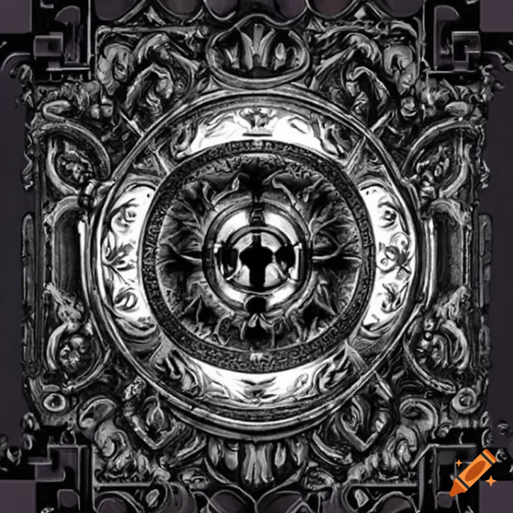 detailed monochrome medal of Gemini sign
