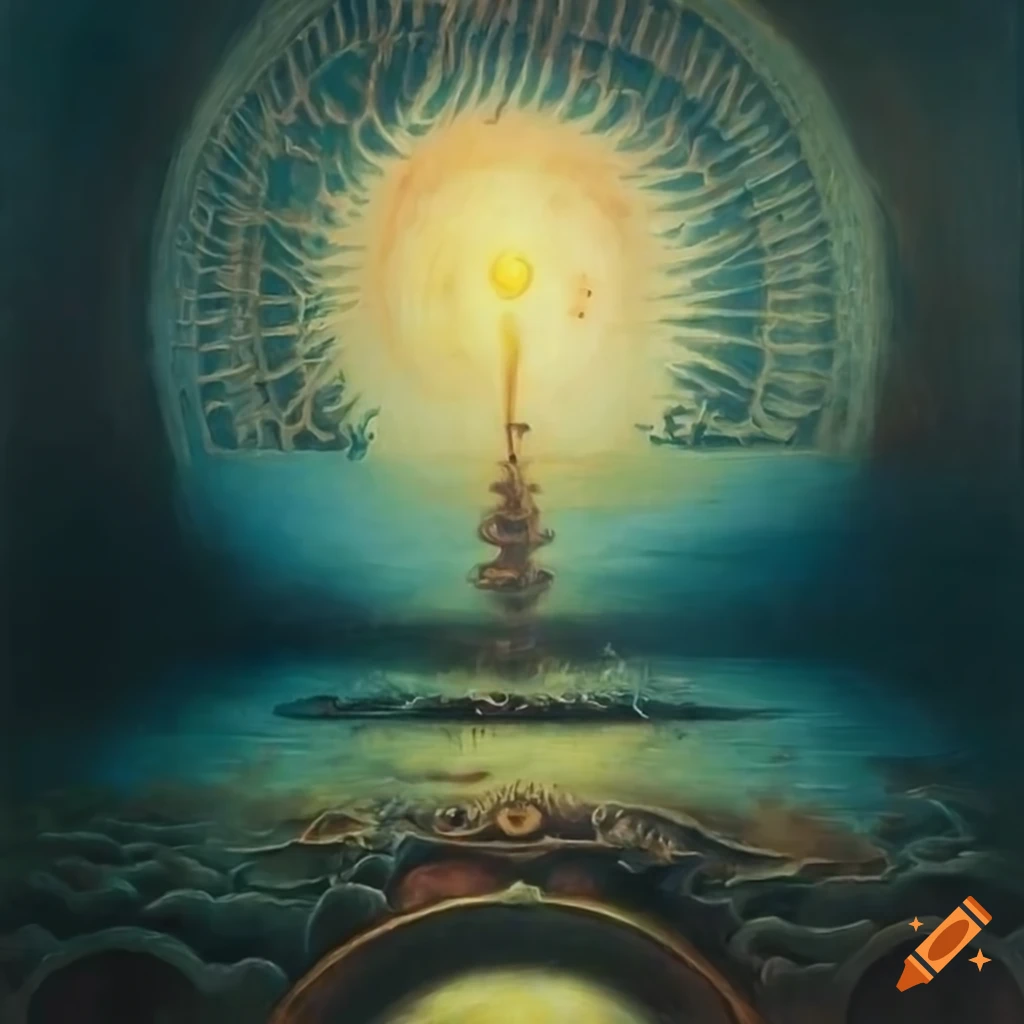 Intricate oil painting of a mechanical sun on Craiyon