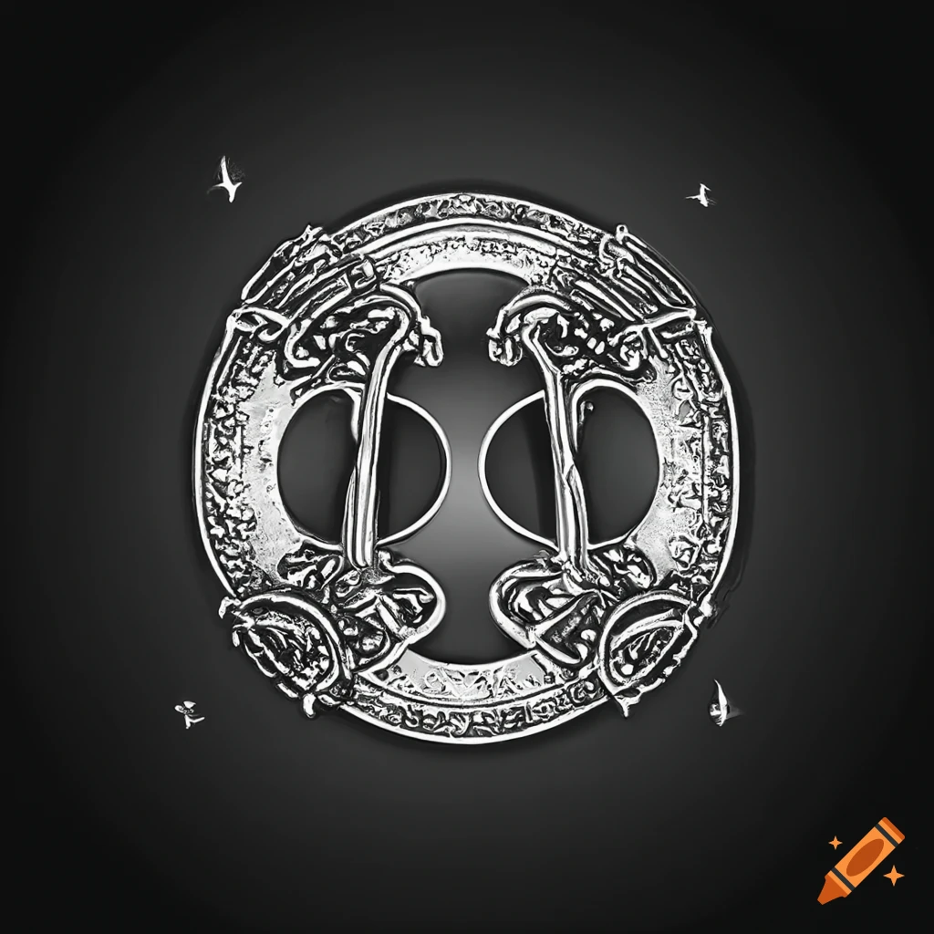 detailed monochrome medal of Gemini sign