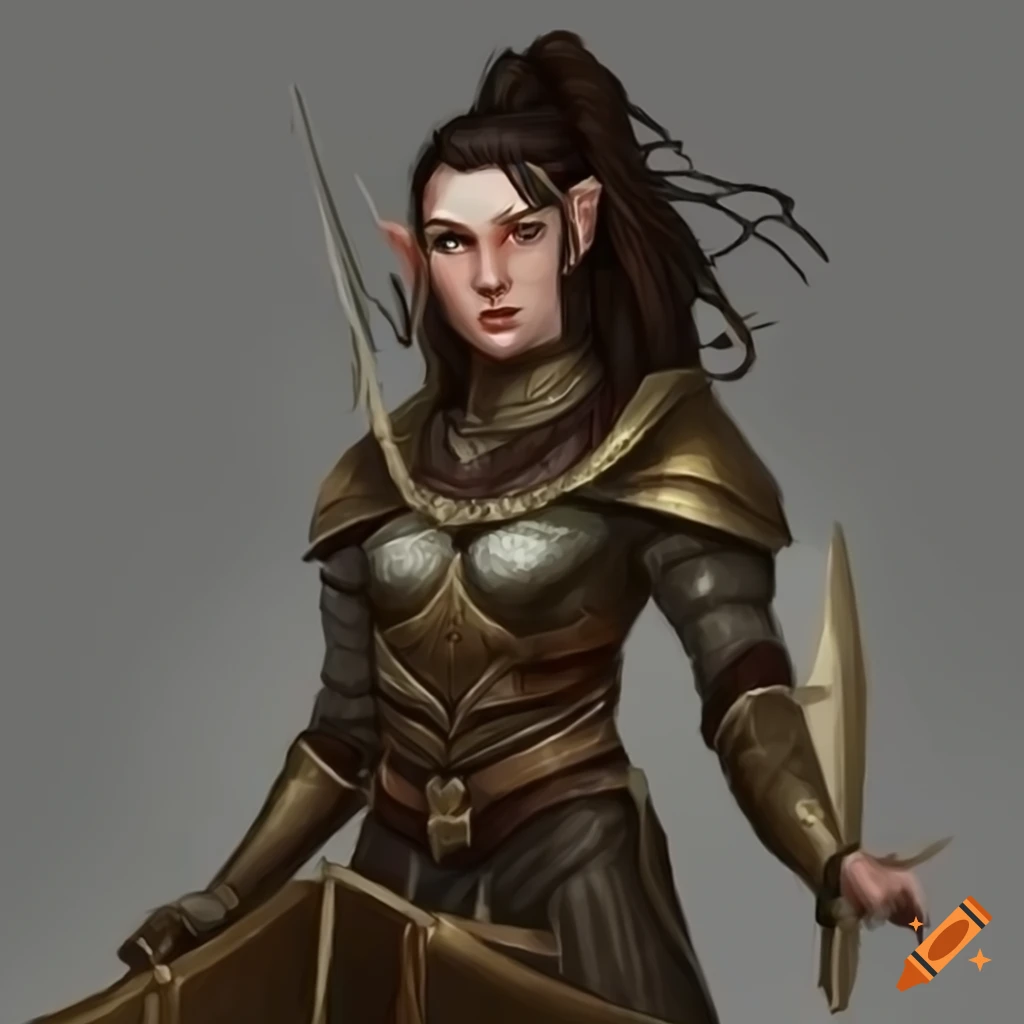 Illustration of a female half-elf dragonborn paladin