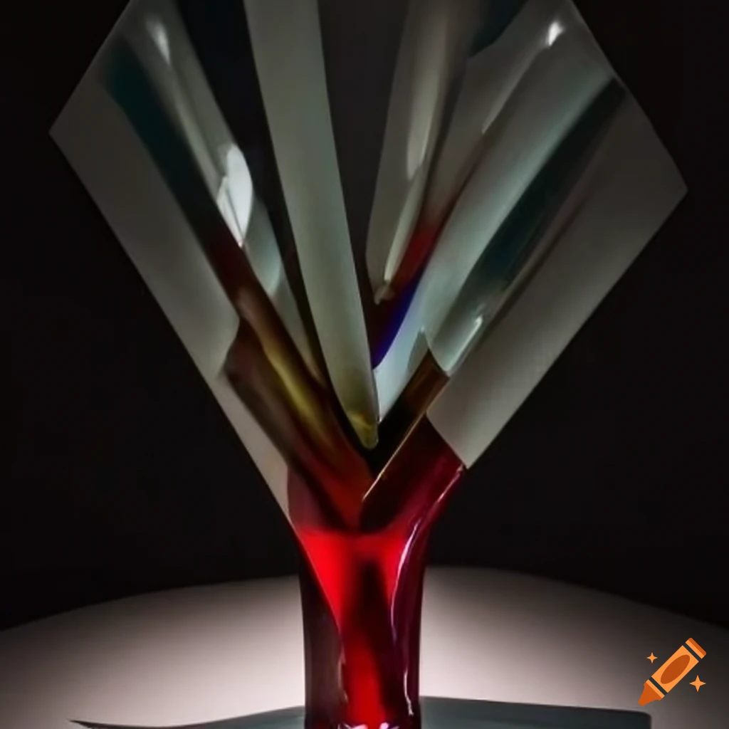 cubist glass vase with dramatic lighting