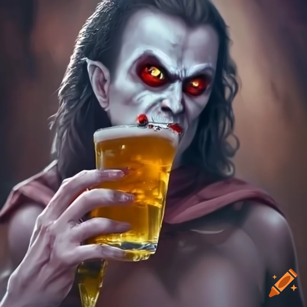 illustration of a vampire enjoying a beverage