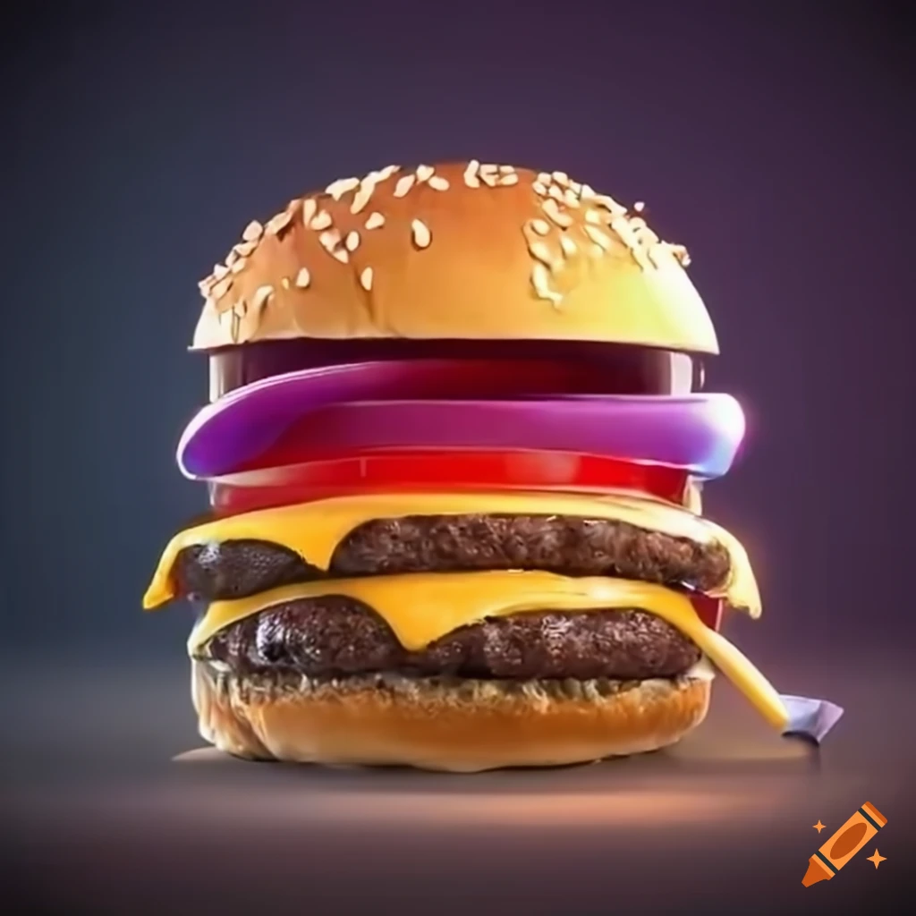 Vibrant burger with rgb lighting effects on Craiyon