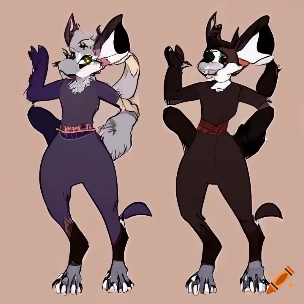 Full Body Furry Character Design With Outfit 