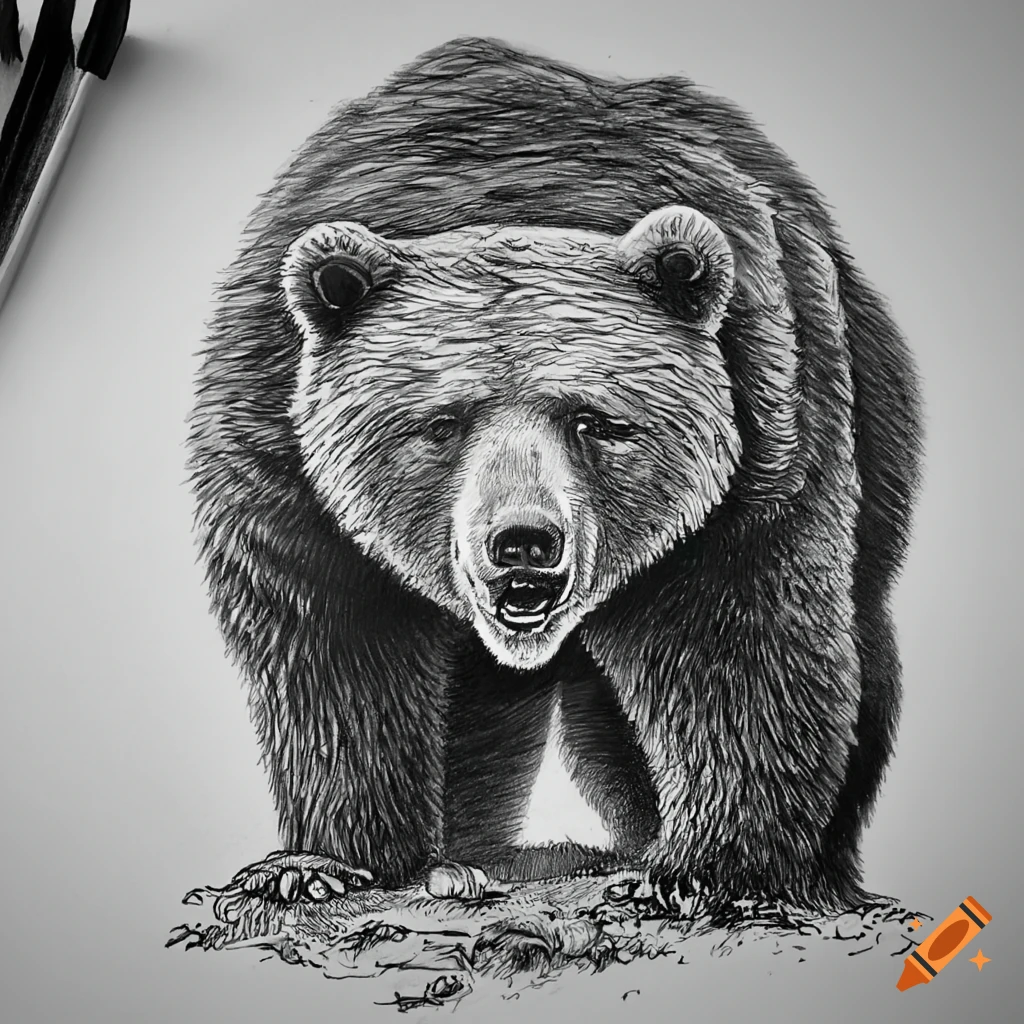 Beautiful Grizzly Bear Drawing! | Pencil drawings of animals, Grizzly bear  drawing, Bear paintings