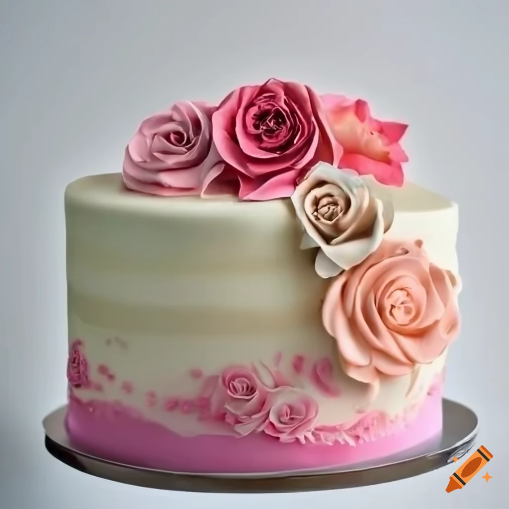 Exquisite cake with elaborate buttercream piping and realistic flowers