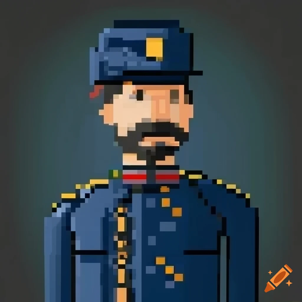 Pixel art of a usa army lieutenant in uniform on Craiyon