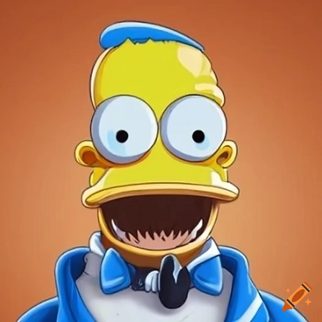 Cartoon character with a resemblance to donald duck and homer simpson ...
