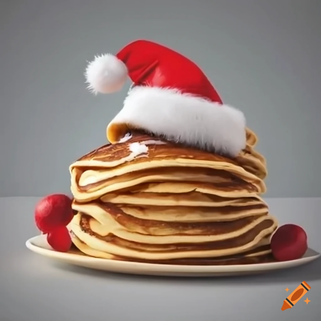 festive pancakes with a santa hat