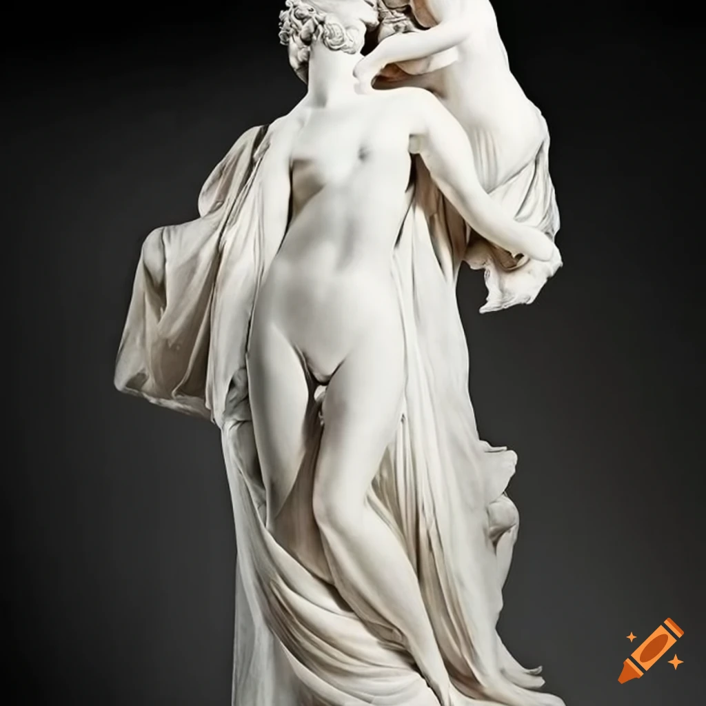 white neoclassical sculpture of laying sheets
