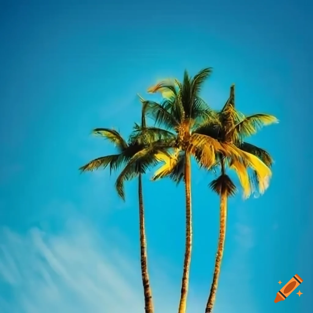 palm trees against a bright blue sky