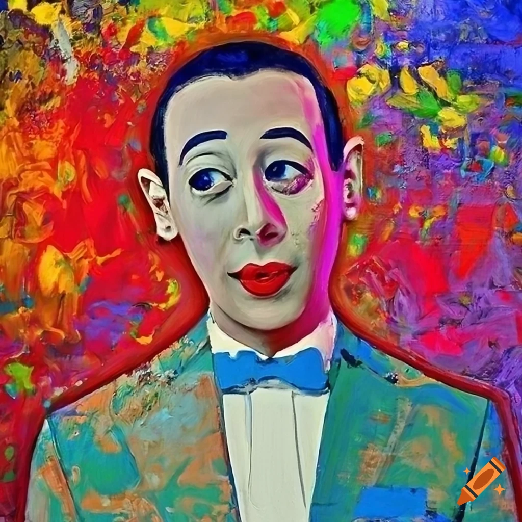 colorful abstract oil painting of Pee Wee Herman