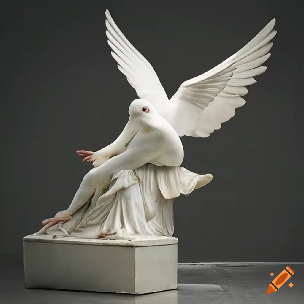 Sculpture of a white dove resting