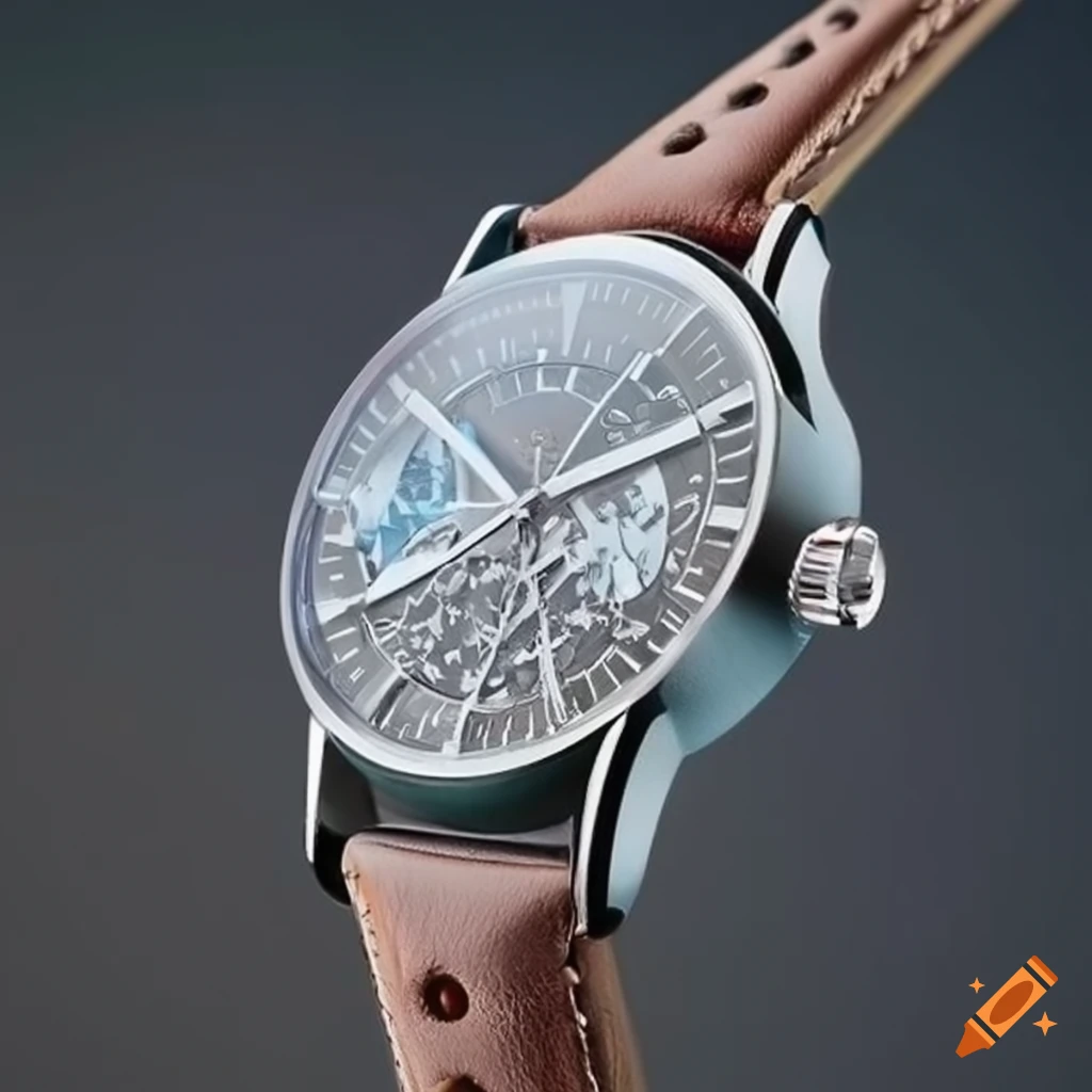 montre avec design de flocon de neige et bracelet blanc en cuir