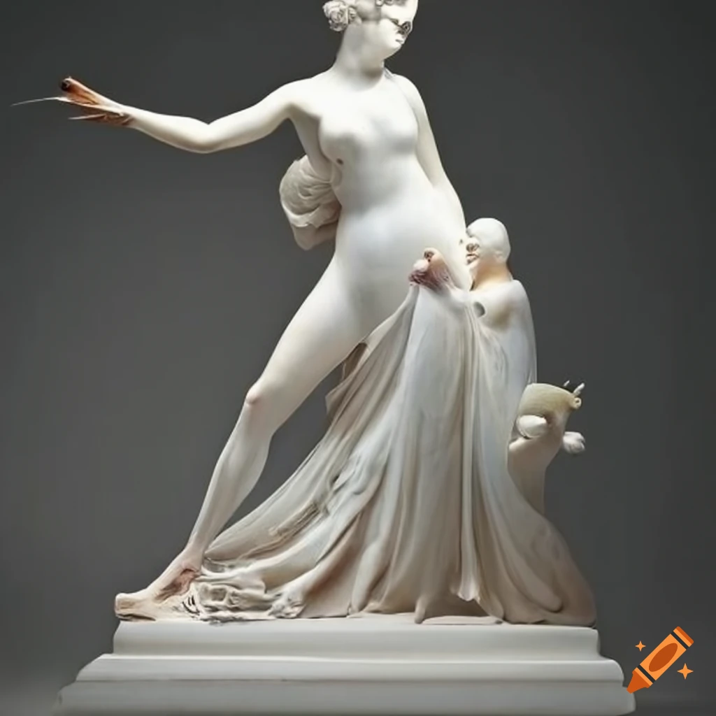 sculpture of a woman with white doves by Antonio Canova