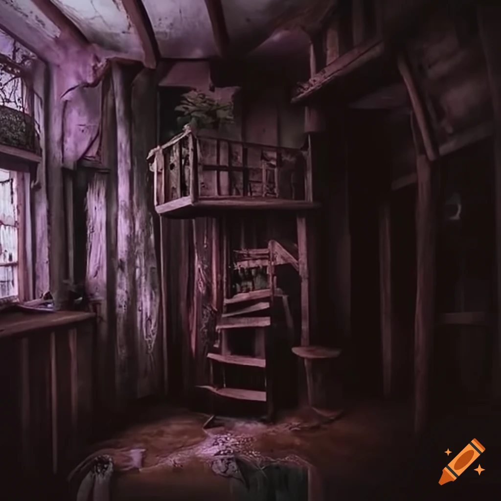 image of unsettling interior of a treehouse
