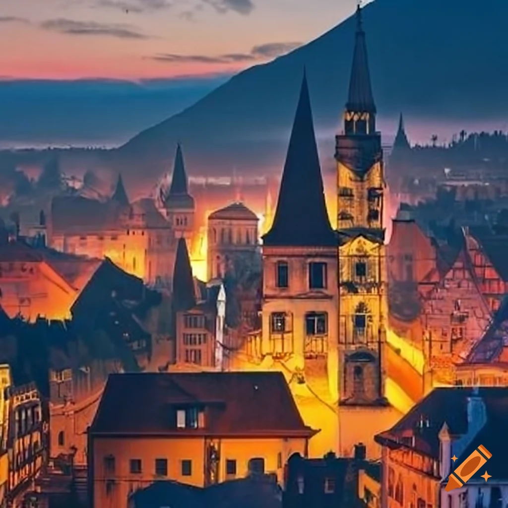 City Baden skyline at dusk