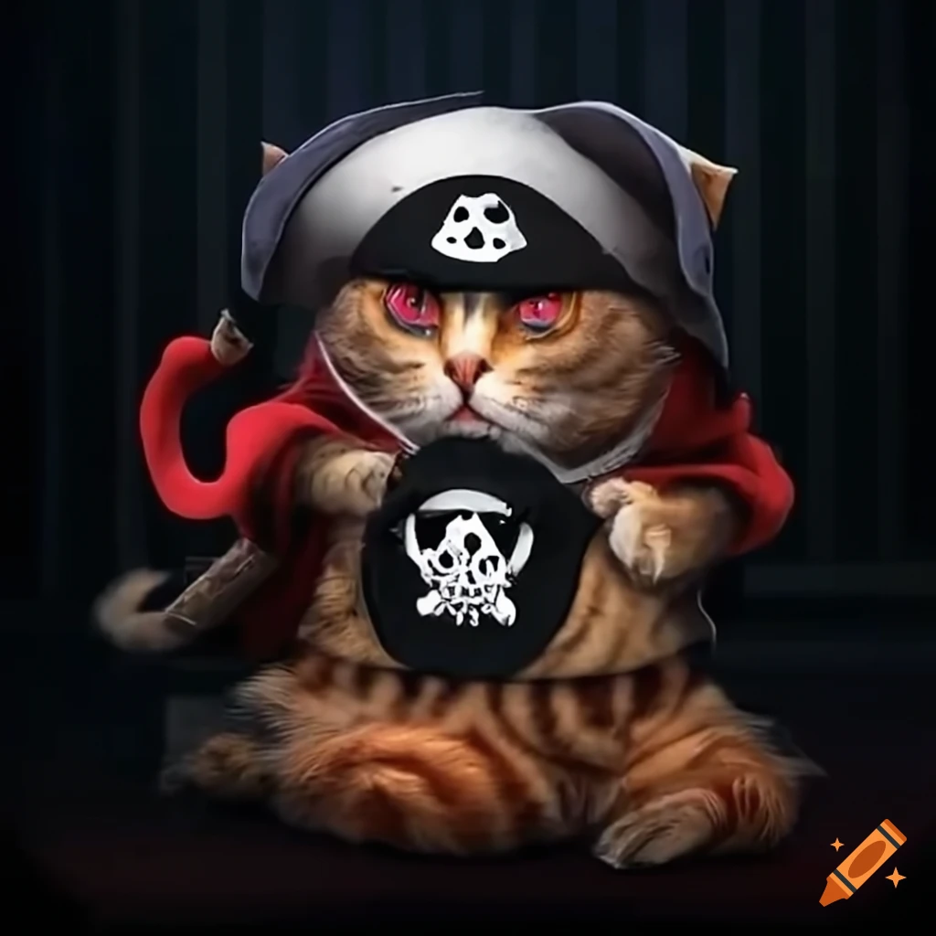 illustration of a cat pirate ninja rap