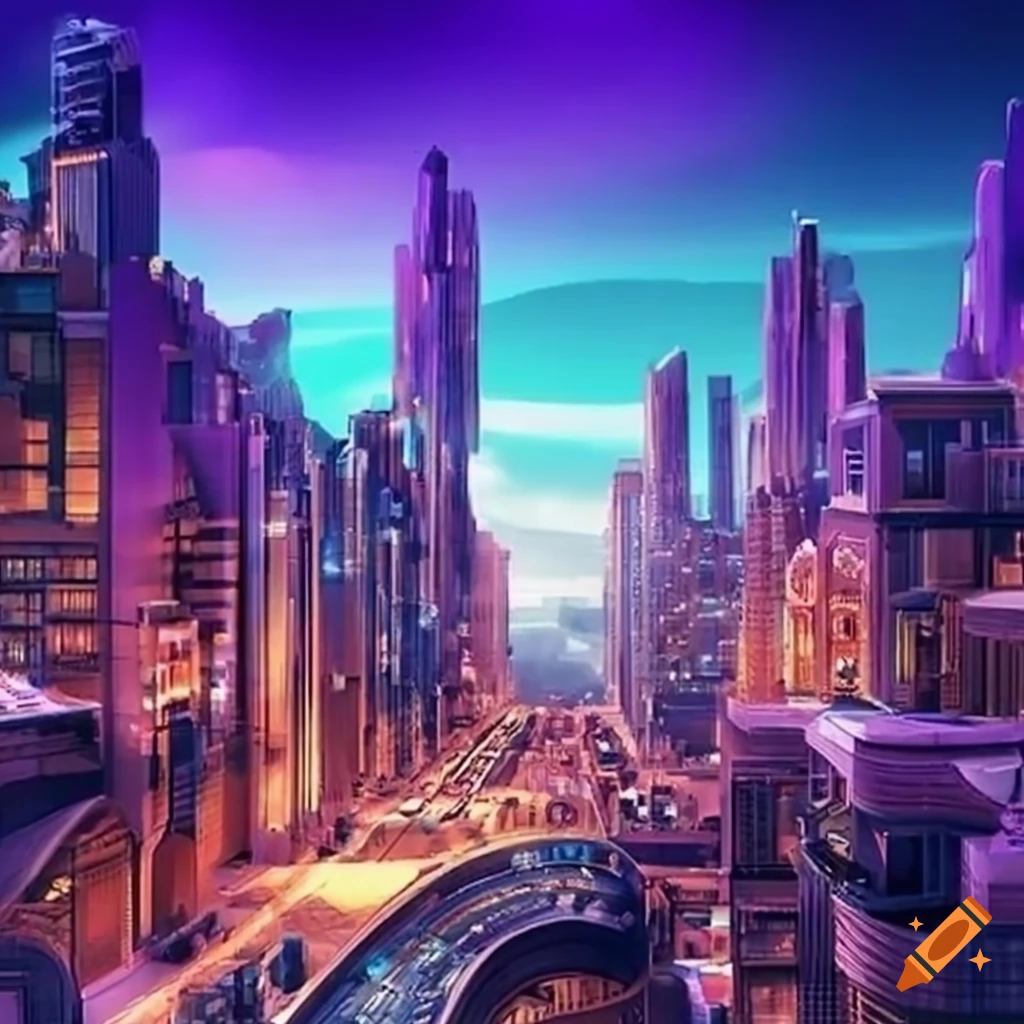 Concept art of futuristic cities on Craiyon