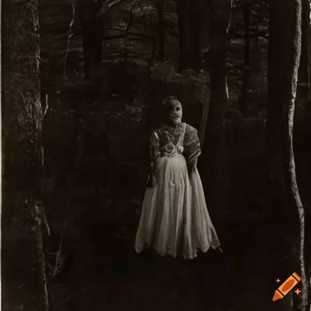 vintage photo of a torn woman's clothes in a forest