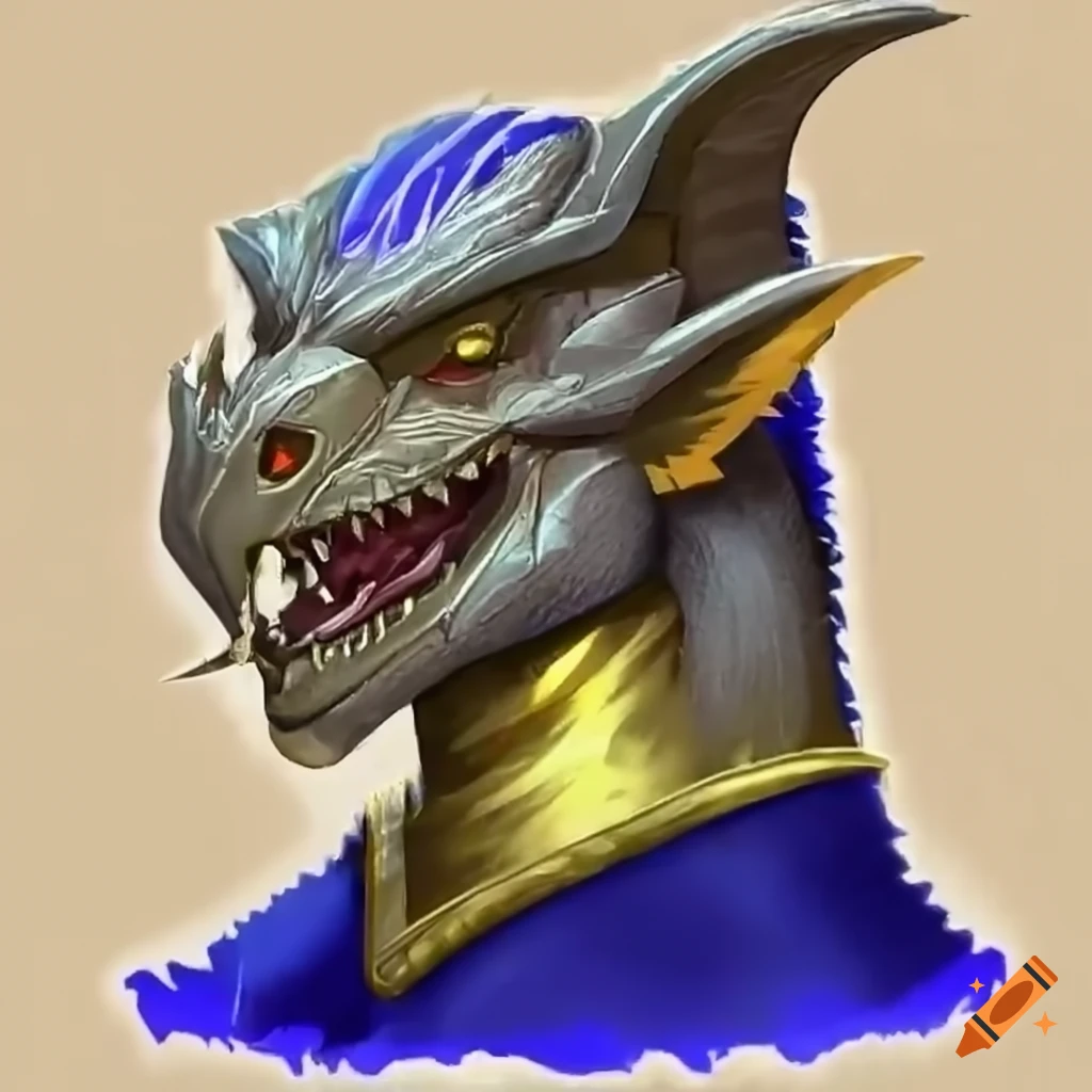 Close-up of a male brass dragonborn