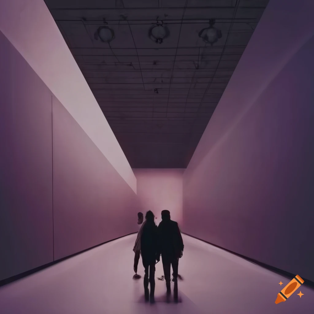 modern museum exhibition with people looking up
