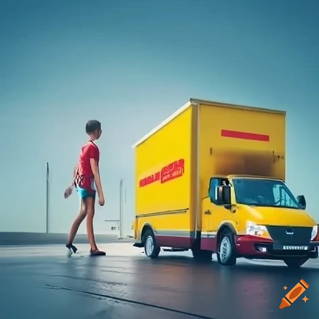 people at tower receiving DHL delivery