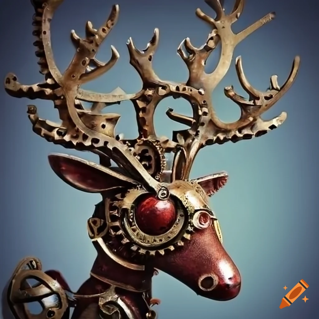 steampunk reindeer sculpture