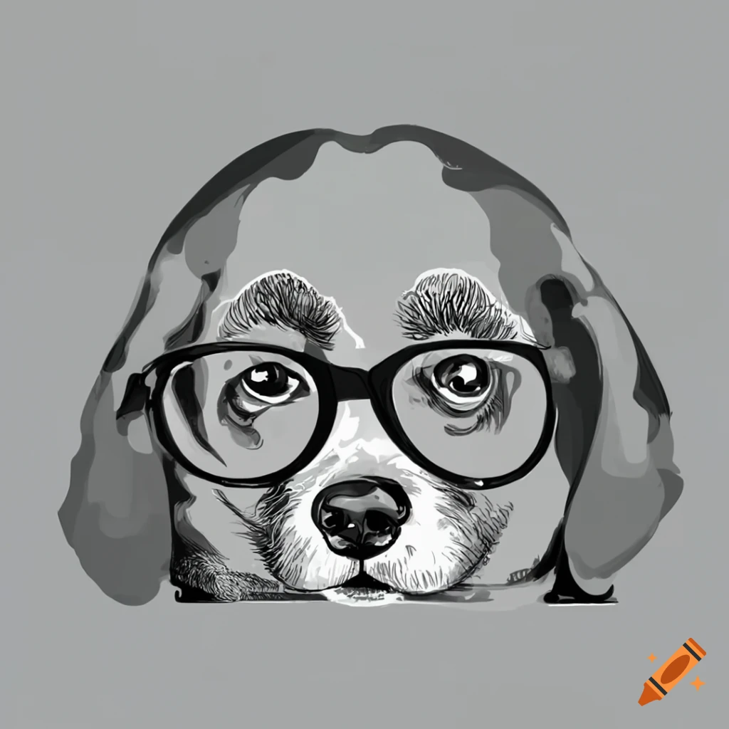 hand-drawn animation of a dog wearing glasses