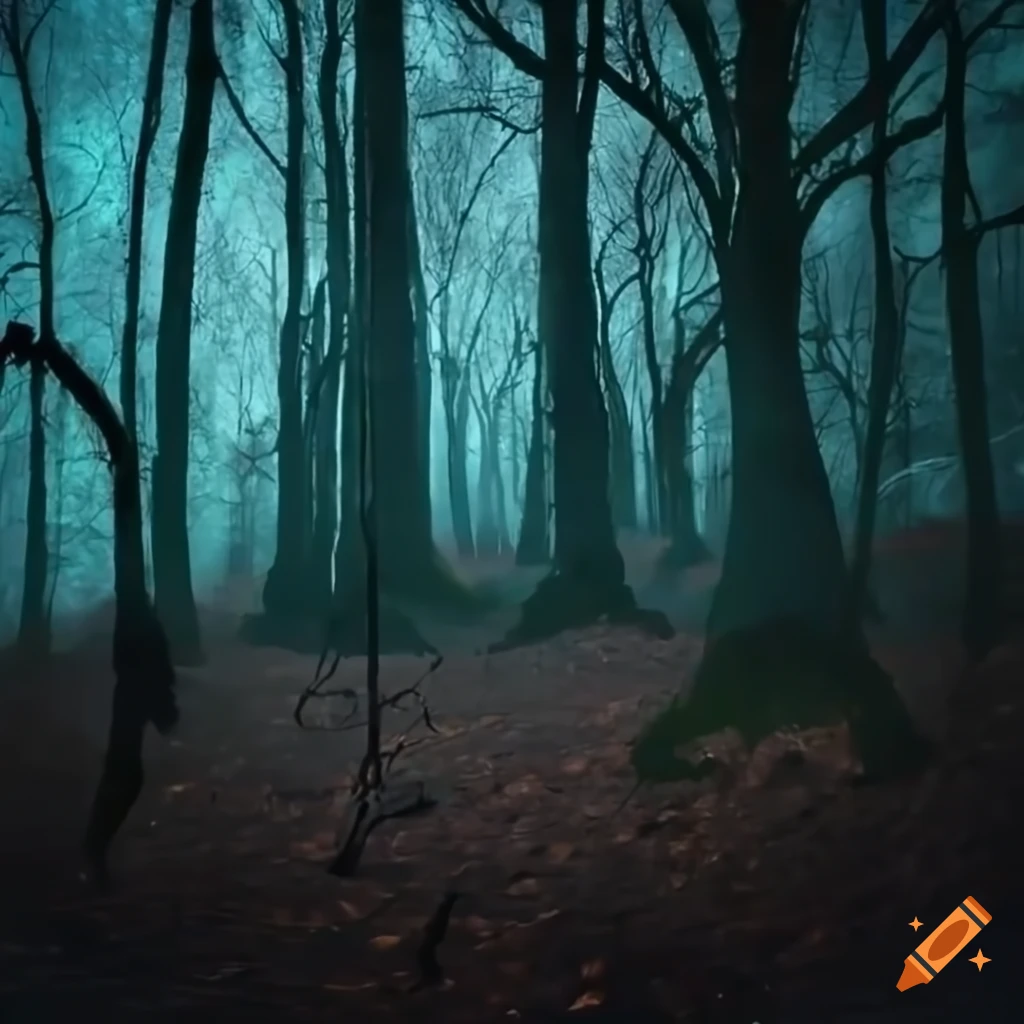 Haunted Forest With Ghost And Full Moon On Craiyon