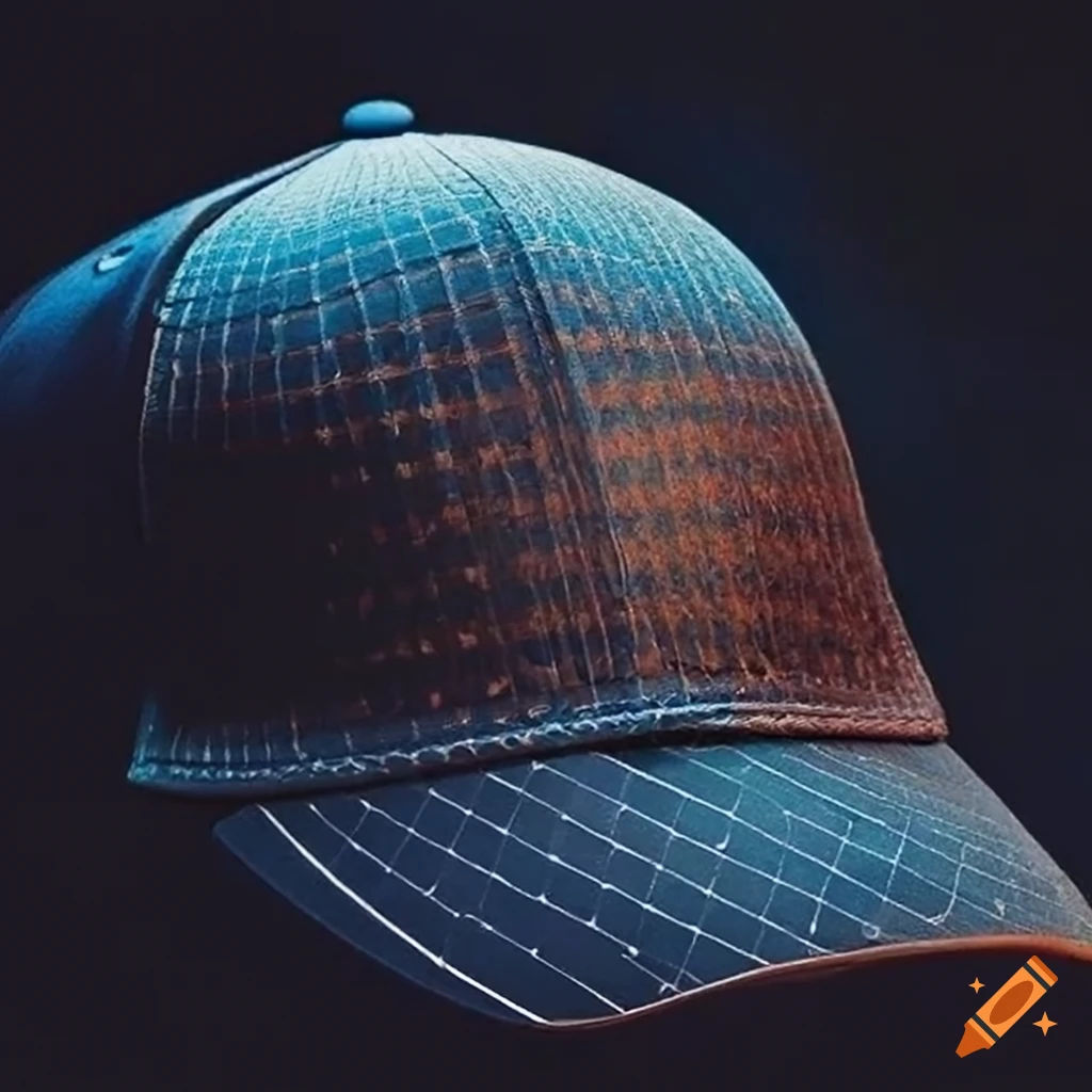 Baseball hat with integrated solar panels on Craiyon