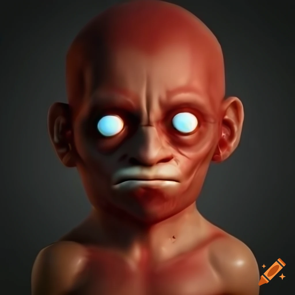 surrealist depiction of a small meaty man