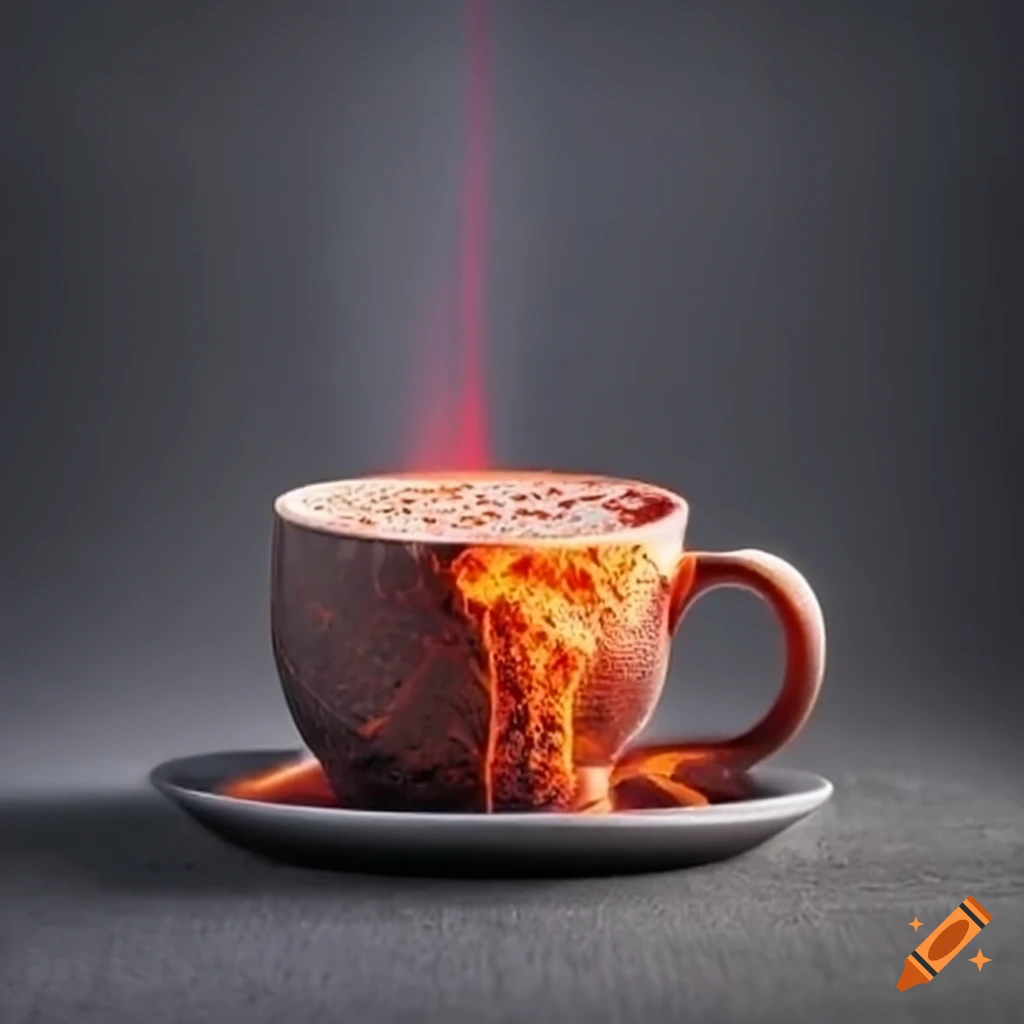 coffee cup with hot lava inside