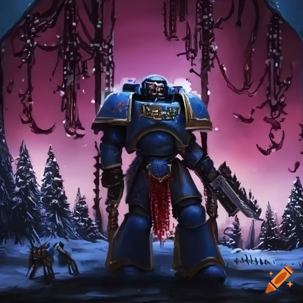 Warhammer 40,000 winter scene for Christmas card