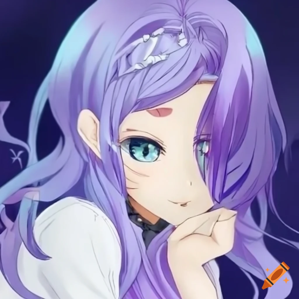 Femme fatale heroine with light lilac hair in black butler anime