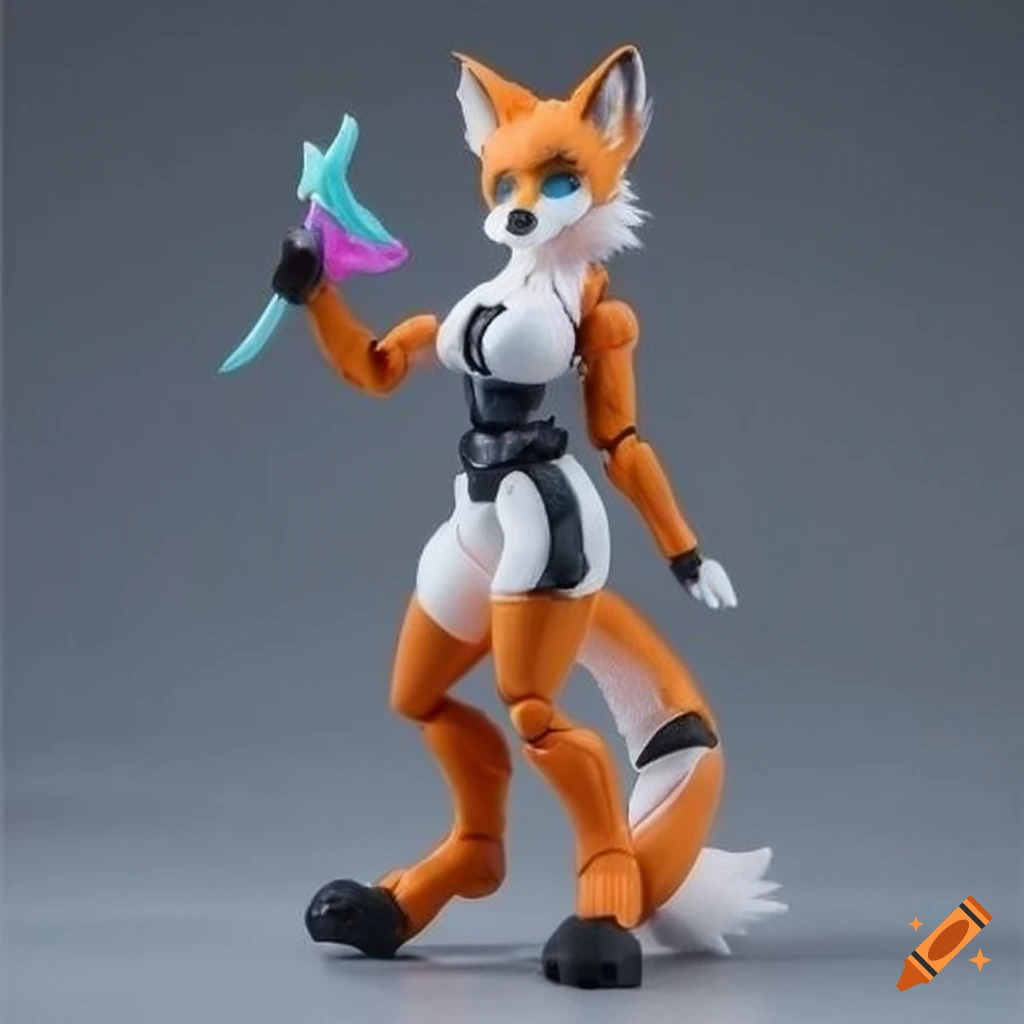 Detailed articulated action figure of a female fox on Craiyon