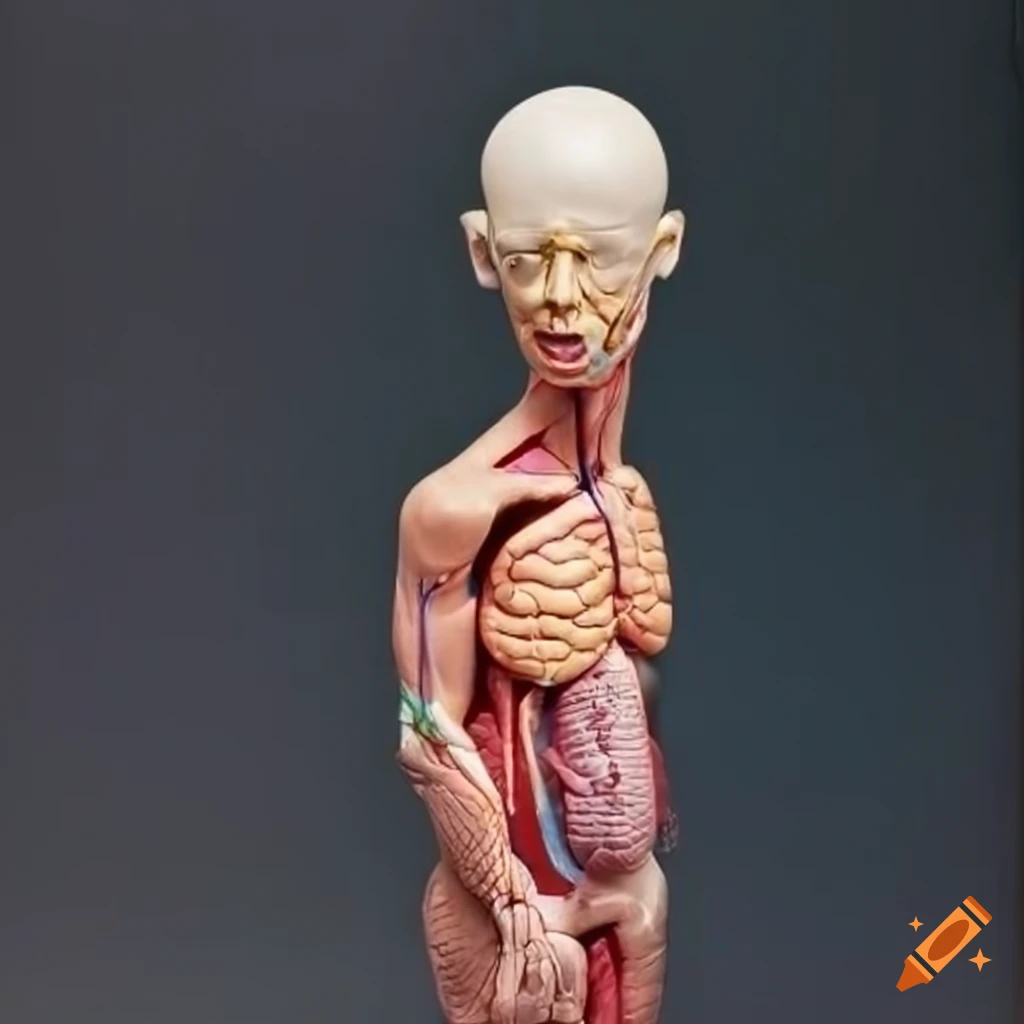 Detailed mixed media model of human anatomy on Craiyon