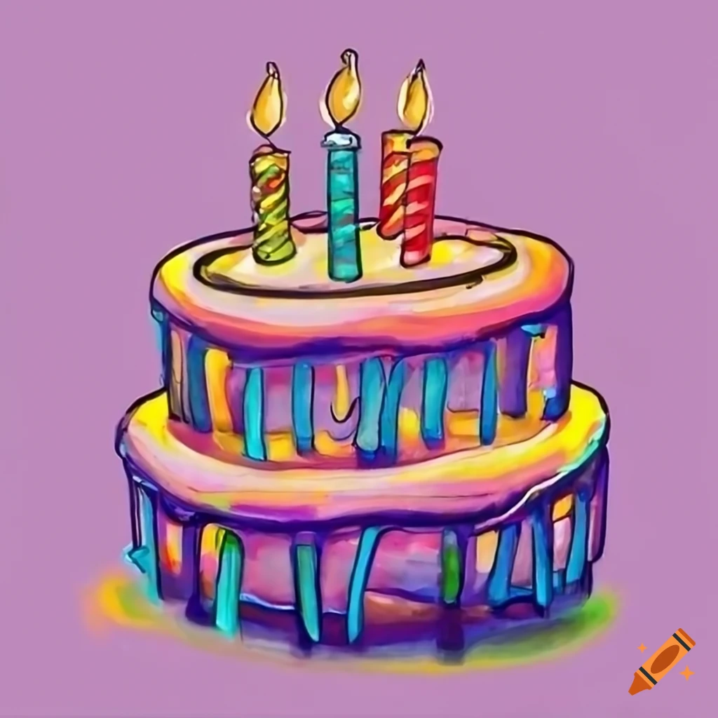 Cute Birthday Cake Drawing - HelloArtsy