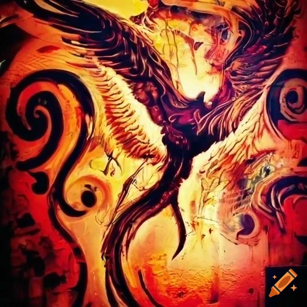 Graffiti art of a phoenix