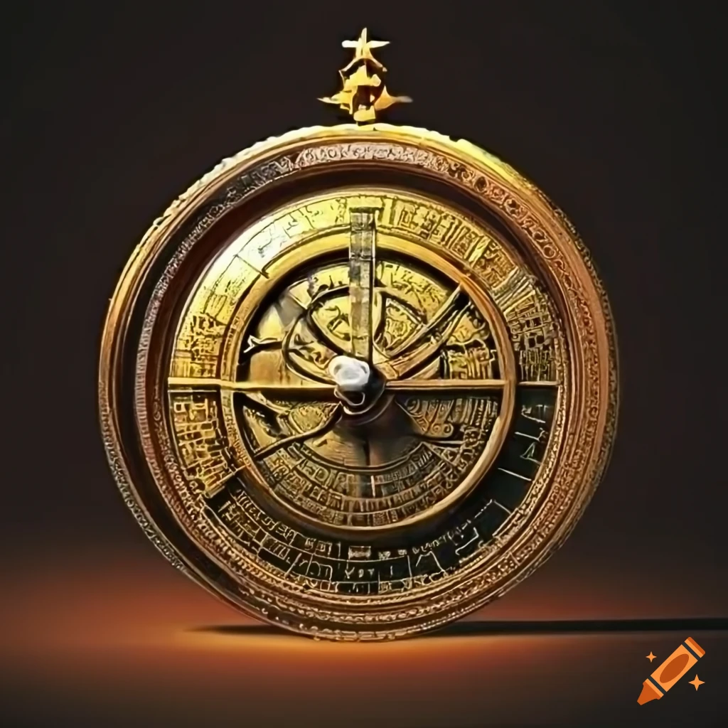 golden astrolabe on display