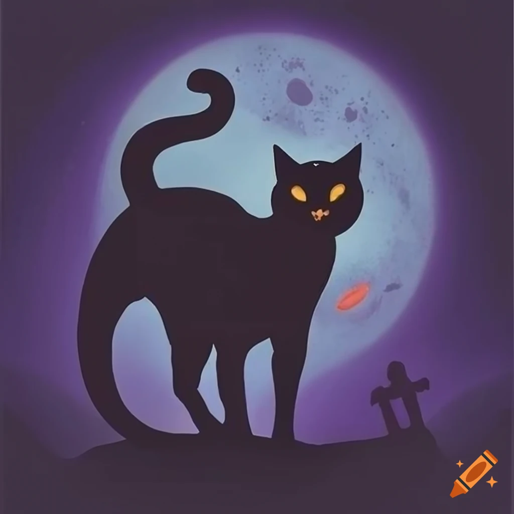 halloween sitting cat silhouette